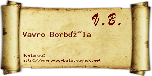 Vavro Borbála névjegykártya